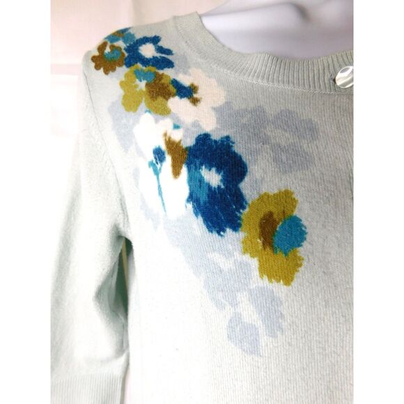 Woman's Sweater Merona  Sz. S Light Blue Floral Button Front Schoolgirl Office - Picture 3 of 9